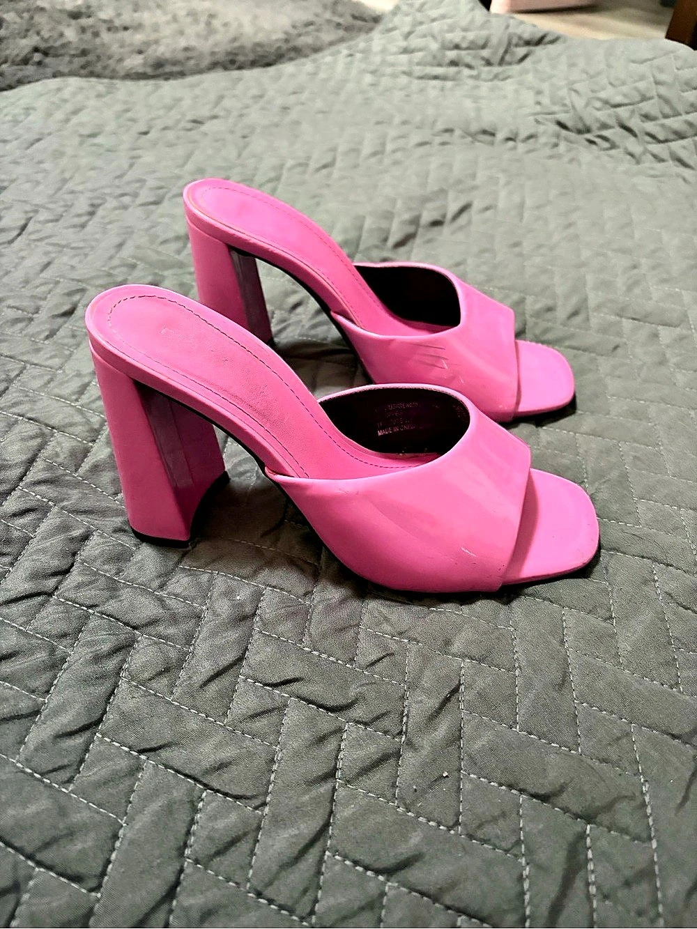 Madden Girl Hot Pink Patent Square Toe Mule Heels Size 6